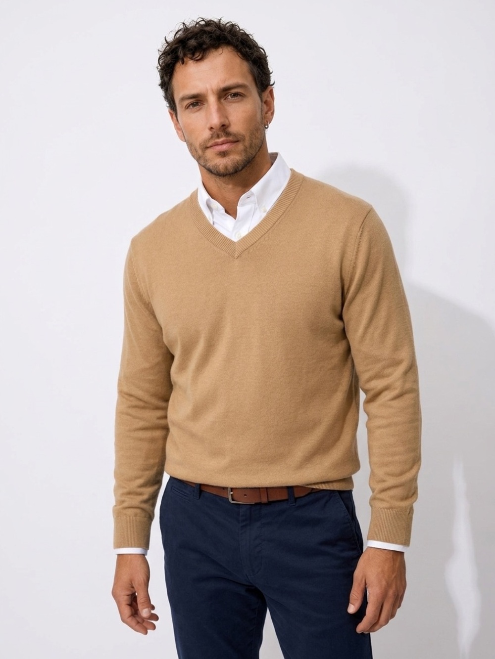 Alfani Men's V-Neck Sweater in Camel Tan brand new! Lightweight!